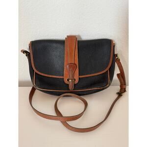 Dooney Bourke vintage leather Purse black brown crossbody Equestrian Bag USED